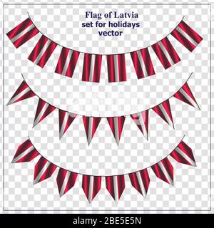 Luminoso insieme con bandiere della Lettonia. Collezione Happy Latvia Day. Illustrazione luminosa con bandiere. Illustrazione Vettoriale