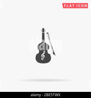 Icona del vettore piatto violino. Segno di stile glifo. Semplice simbolo di illustrazioni disegnate a mano per infografiche concettuali, progetti progettuali, UI e UX, sito web o mo Illustrazione Vettoriale