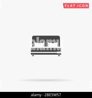Icona vettore piatto letto doppio. Segno di stile glifo. Semplice simbolo di illustrazioni disegnate a mano per infografiche concettuali, progetti progettuali, UI e UX, sito web o Illustrazione Vettoriale