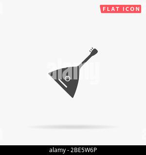 Icona del vettore piatto Balalaika. Segno di stile glifo. Semplice simbolo di illustrazioni disegnate a mano per infografiche concettuali, progetti progettuali, UI e UX, sito web o. Illustrazione Vettoriale