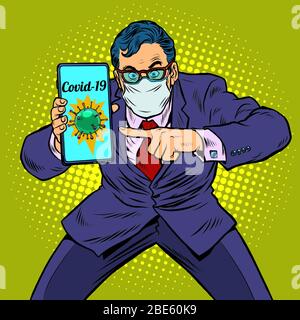 informazioni online sul coronavirus panico uomo d'affari Illustrazione Vettoriale