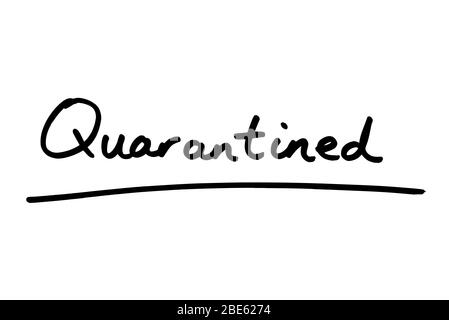In quarantena manoscritte su sfondo bianco. Foto Stock