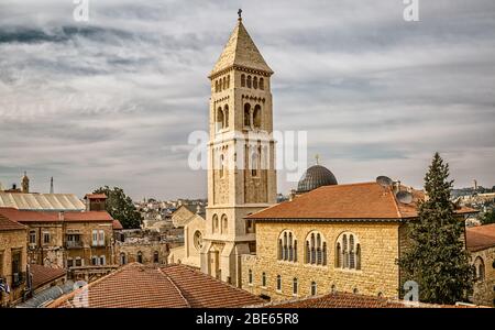 Chiesa luterana del Redentore nella città vecchia di Gerusalemme Foto Stock