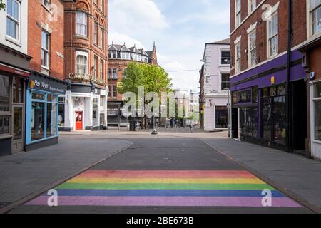 Hockley vuoto Domenica di Pasqua, durante il blocco Coronavirus, 2020 aprile Nottingham City, Nottinghamshire Inghilterra Regno Unito Foto Stock