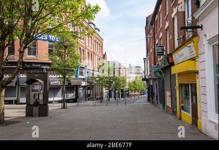 Hockley vuoto Domenica di Pasqua, durante il blocco Coronavirus, 2020 aprile Nottingham City, Nottinghamshire Inghilterra Regno Unito Foto Stock