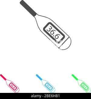 Icona del termometro piatta. Pittogramma a colori su sfondo bianco. Simbolo di illustrazione vettoriale e icone bonus Illustrazione Vettoriale