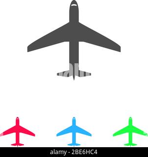 Icona aereo piatta. Pittogramma a colori su sfondo bianco. Simbolo di illustrazione vettoriale e icone bonus Illustrazione Vettoriale