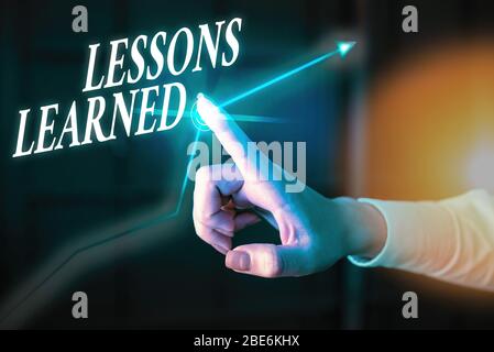 Lezioni Di scrittura del testo di scrittura Impararono. Foto concettuale la conoscenza o la comprensione acquisita dall'esperienza Foto Stock