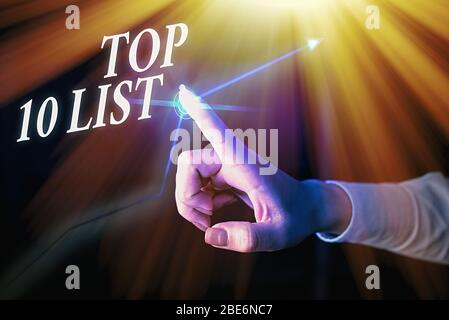 La grafia la scrittura di testo lista Top 10. Foto concettuale dei dieci più importanti o gli elementi di successo in un particolare elenco Foto Stock