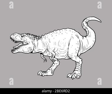 Dinosauro carnivoro - tirannosauro rex. Disegno isolato Dino T-Rex. Foto Stock