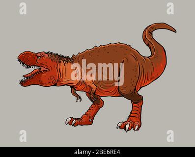 Dinosauro carnivoro - tirannosauro rex. Disegno isolato Dino T-Rex. Foto Stock