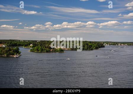 Navigazione attraverso l'arcipelago di Stoccolma Foto Stock