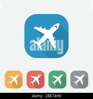 Icona trasporti, icona aereo con ombra lunga, UI, UX, sito web, illustrazione vettoriale EPS10 Illustrazione Vettoriale