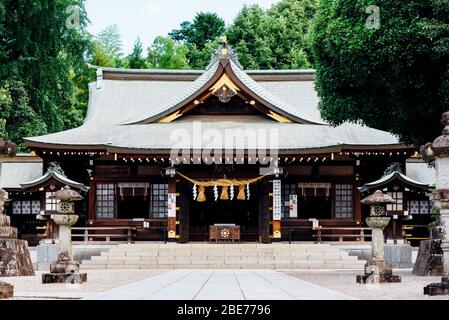 Santuario di Izumi nel Giardino di Suizenji a Kumamoto, Giappone. Foto Stock