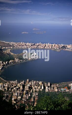 Rio de Janeiro e Lagoa Rodrigo de Freitas, Brasile Foto Stock