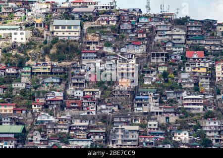 Quartiere affollato di Baguio City, Filippine Foto Stock