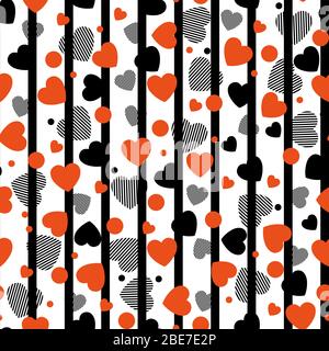 Senza cuciture con i cuori. Illustrazione vettoriale senza cuciture di cuori e strisce Illustrazione Vettoriale