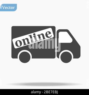 Consegna auto. Concetto di shopping online. Icone dello shopping. Stile piatto, illustrazione vettoriale. Illustrazione Vettoriale