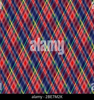 Disegno rombico senza cuciture come plaid tartan principalmente in vari colori motley con effetto trasparenza Illustrazione Vettoriale