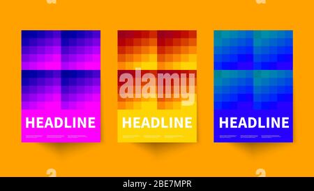 Set di poster con colori a forma di quadrato, sfondi geometrici bauhaus, disegni astratti e moderni, design svizzero, copertine vettoriali Illustrazione Vettoriale