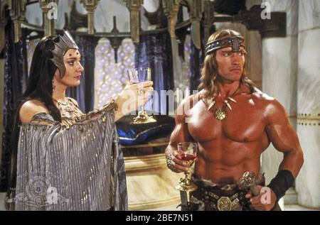 CONAN THE DESTROYER 1984 Universal Pictures film con Arnold Schwarzenegger e Sarah Douglas Foto Stock