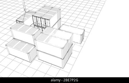 Contenitori di carico. Filo-stile cornice Illustrazione Vettoriale