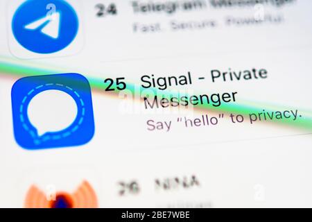 Signal App, servizio Secure Encrypted Messenger, icona dell'app, dettagli, formato completo Foto Stock