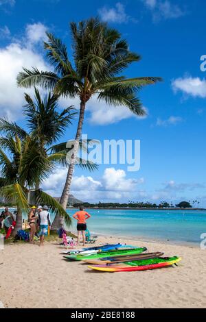 Hawaii, Stati Uniti. Oahu: Ala Moana Beach Park, Honolulu. Foto Stock