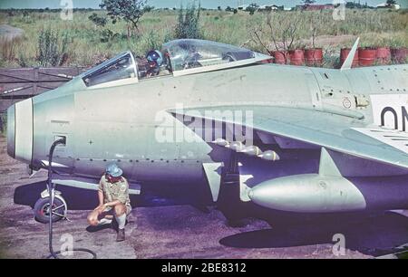 ' il barile volante 'UN aereo aereo da combattimento svedese Saab 29 Tunnan Air Force.The Saab 29, chiamato colloquialmente Flygande Tunnel Foto Stock