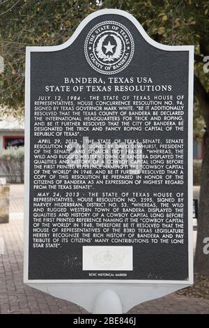 bandera afferma di essere la capitale del cowboy del texas nella regione collinare del texas Foto Stock