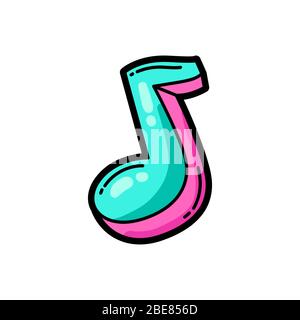 Illustrazione di cartoni animati nota musicale. Illustrazione Vettoriale