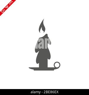 Candela vecchia moda illuminata candela su piatto vettore icona per applicazioni e siti web Illustrazione Vettoriale