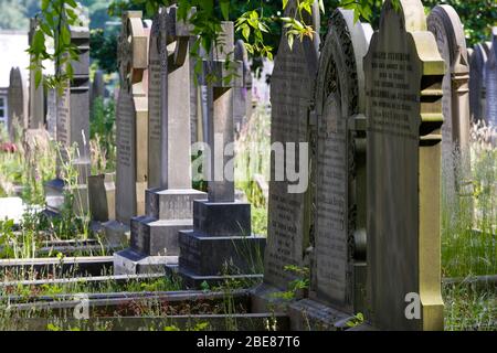 La lapide con il nome di Eleanor Rigby alla St Peters Church di Woolton Village Liverpool, dove John Lennon e Paul McCartney hanno suonato insieme per la prima volta Foto Stock