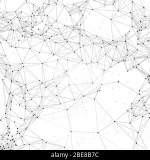 Tecnologia Cyber sfondo vettoriale astratto 3d con poligoni e punti. Illustrazione di reti di biotecnologia e nodi chimici Illustrazione Vettoriale