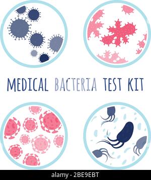 Set di modelli per batteri medicali. Infezione umana medica, illustrazione vettoriale Illustrazione Vettoriale