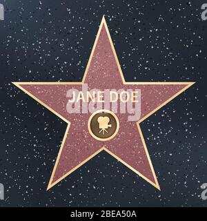 Hollywood film attore celebrità Walk of fame star. Illustrazione vettoriale. Famosa star del talento popolare Illustrazione Vettoriale