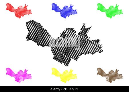 Lille City (Repubblica francese, Francia) mappa vettore illustrazione, abbozzare schizzo Città di Lille mappa Illustrazione Vettoriale