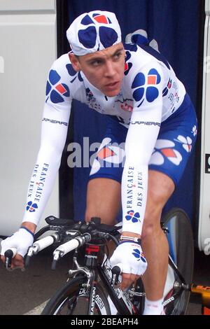 Philippe Gilbert di la Française des jeux durante la Parigi - Nizza 2008, gara di ciclismo Prologue, Amilly clm (4,6 km) il 09 marzo 2008 ad Amilly, Francia - Foto Laurent Lairys / DPPI Foto Stock