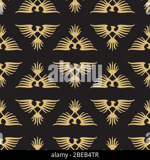 Sfondo astratto con motivo senza cuciture con profilo araldico delle aquile. Illustrazione vettoriale Illustrazione Vettoriale