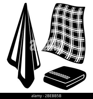 Asciugamani bianchi e neri isolati su sfondo bianco. Illustrazione vettoriale Illustrazione Vettoriale