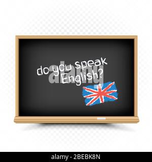 Lezioni di inglese segno disegnare sulla lavagna della scuola Illustrazione Vettoriale