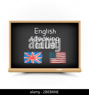 Il testo del club parla inglese e viene sorteggio sulla lavagna Illustrazione Vettoriale