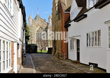 Chiesa di St.Mary Rye visto da West Street Rye East Sussex Inghilterra Regno Unito Foto Stock