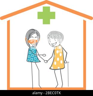 illustrazione di una casa di cura per gli anziani Illustrazione Vettoriale
