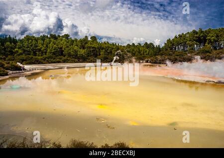 Pool centrale al Wai-O-Tapu Thermal Wonderland, Rotorua, Nuova Zelanda. Foto Stock