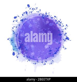 Coloratissimo acquerello rotondo astratto con spruzzi e spatteri. Sfondo creativo moderno per design alla moda.Imitazione di vettore acquerello Illustrazione Vettoriale