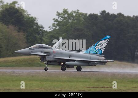 Air Force Aeronautica militare Eurofigher EF2000 alla NATO Tiger incontra 2019 alla base dell'Aeronautica francese Mont de Marsan BA118 Foto Stock