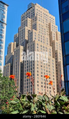 Edificio residenziale con facciata a New York Foto Stock