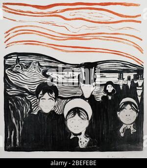 Edvard Munch (1863-1944). Pittore norvegese. Ansia, 1896. Litografia. Il Museo di Munch. Oslo. La Norvegia. Foto Stock