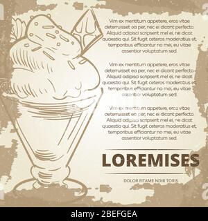 Vintage retro Grunge gelato poster banner design. Illustrazione vettoriale Illustrazione Vettoriale